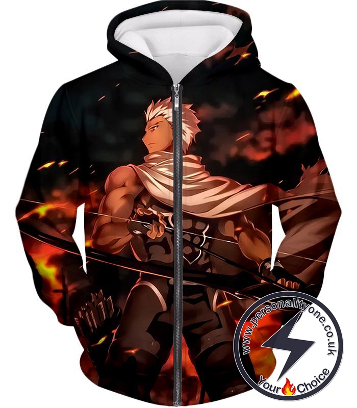 Fate Stay Night Cool Heroic Spirit Archer Shirou Emiya Action Zip Up Hoodie